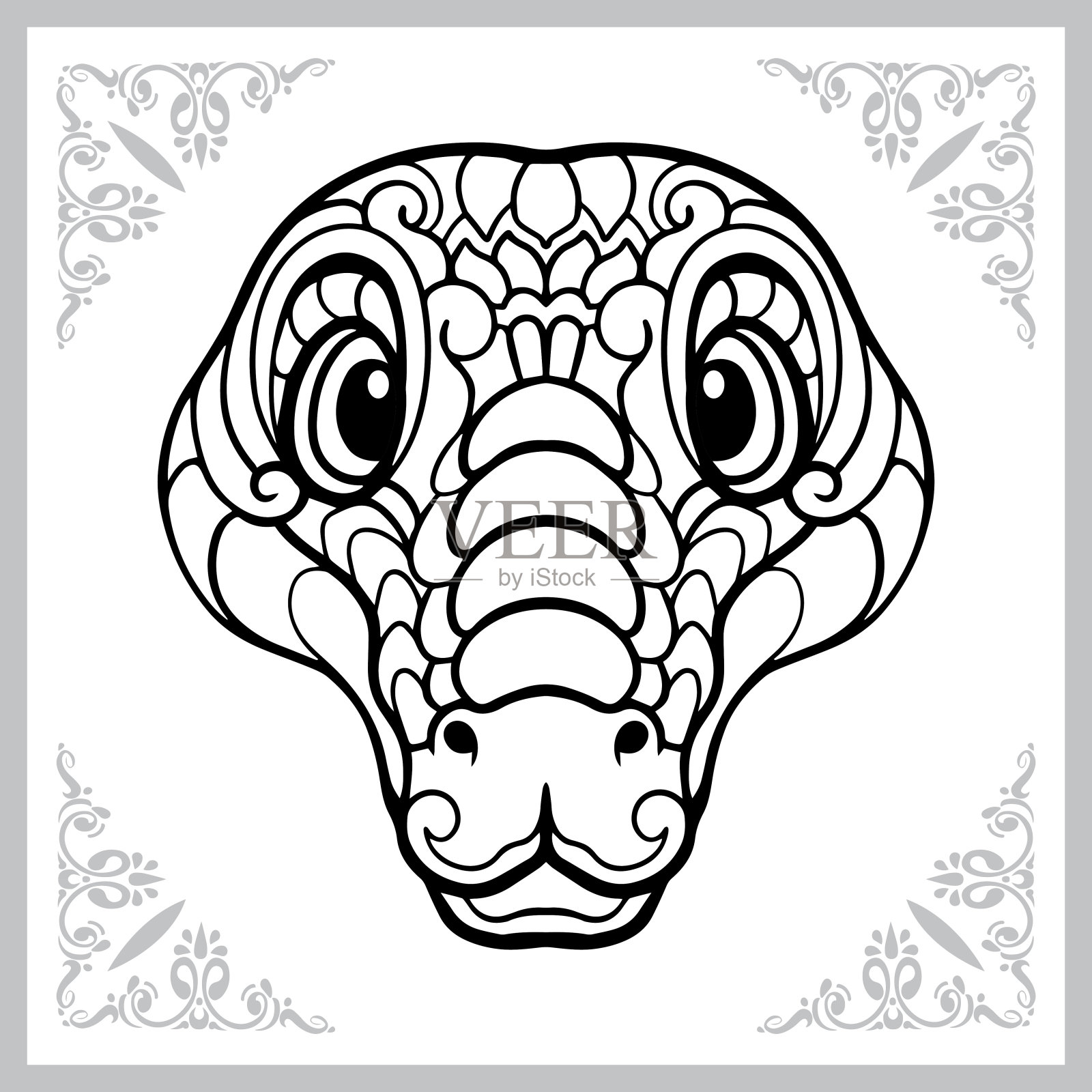 可爱的鳄鱼头卡通艺术。孤立在白色背景。插画图片素材