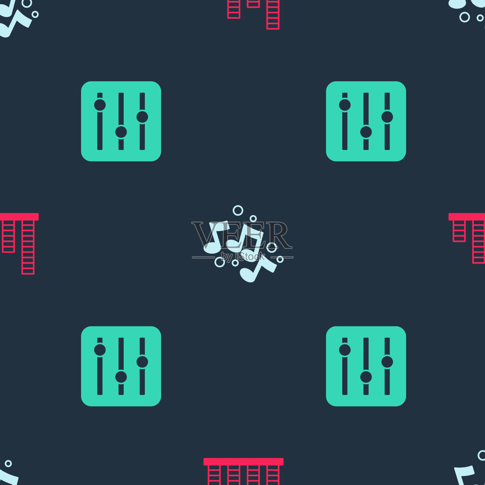 设置音乐均衡器音符和混音器图标素材