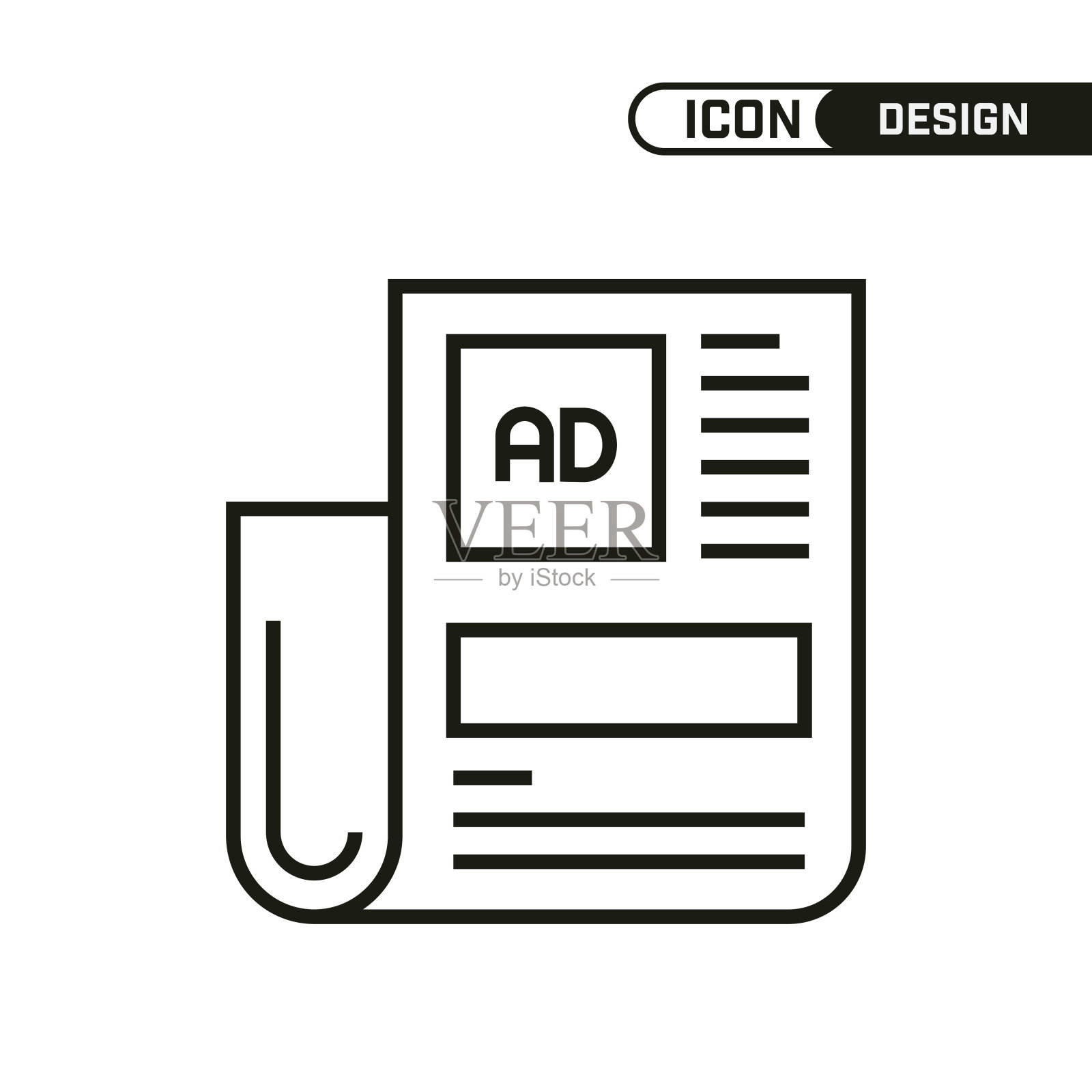 广告图标。单一的图标设计。多用途和编辑细线设计。图标素材