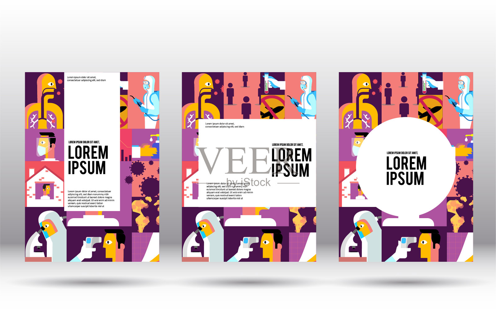 冠状病毒疫情防控罩设计插画图片素材