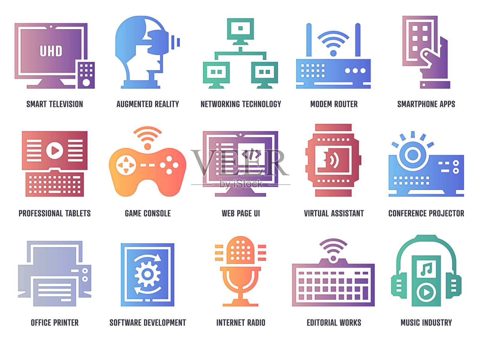 带有内阴影深度的电子冲击矢量图标包插画图片素材