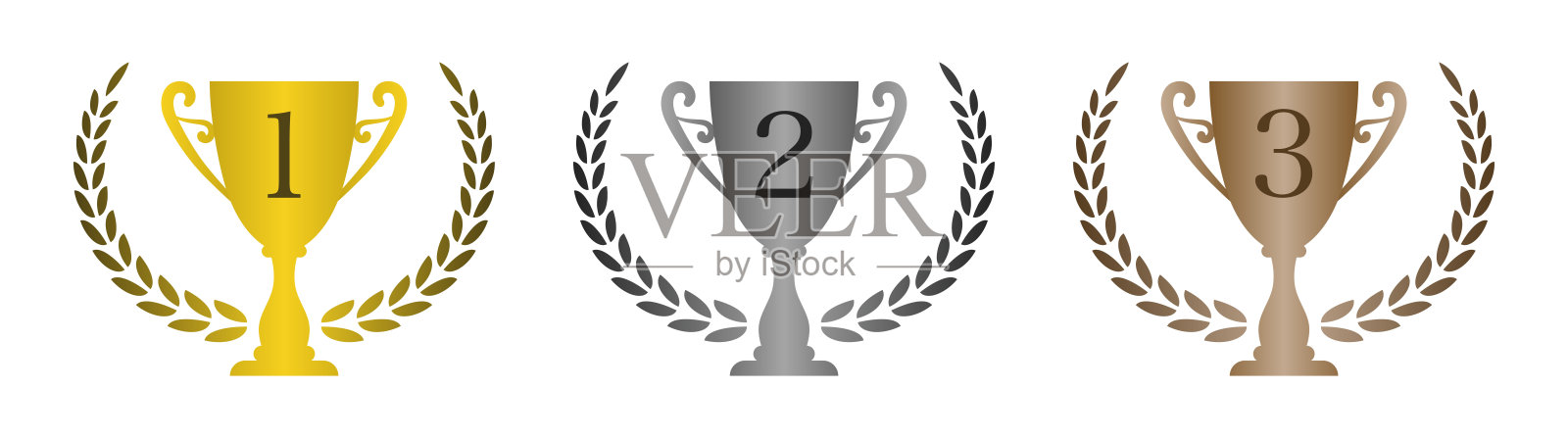 奖杯等级材料套装插画图片素材