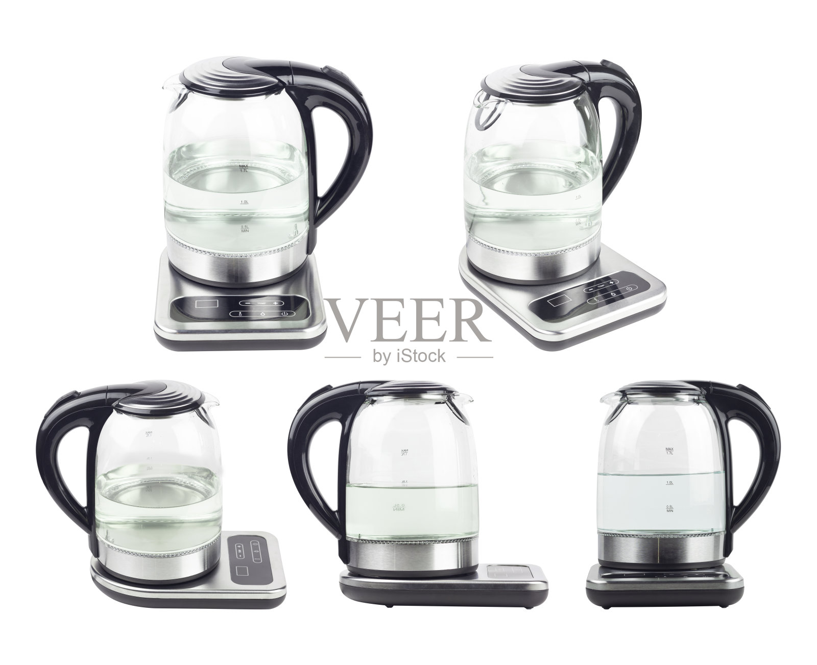 与背景隔离的玻璃电水壶照片摄影图片