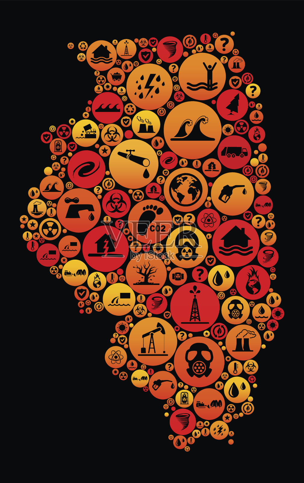 伊利诺伊州气候变化图标图案插画图片素材