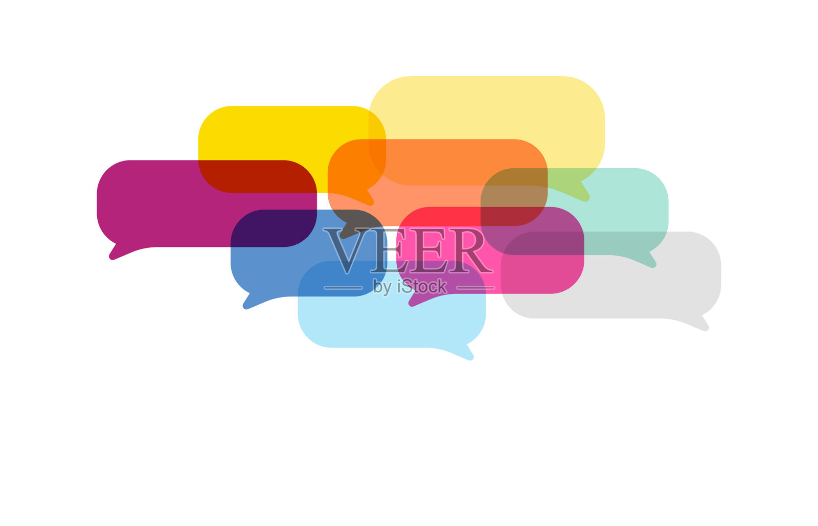 语言泡泡充满活力的复古色彩插画图片素材