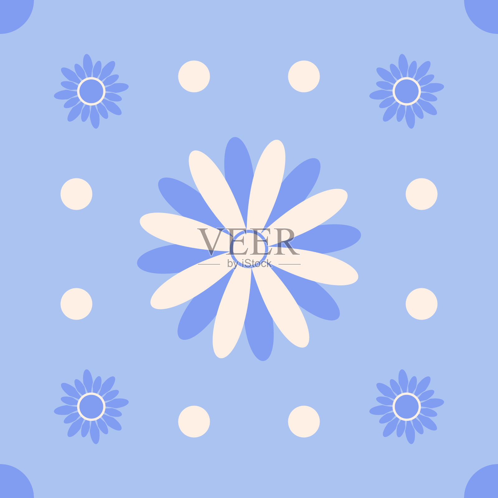 无缝抽象花卉图案的浅蓝色背景插画图片素材