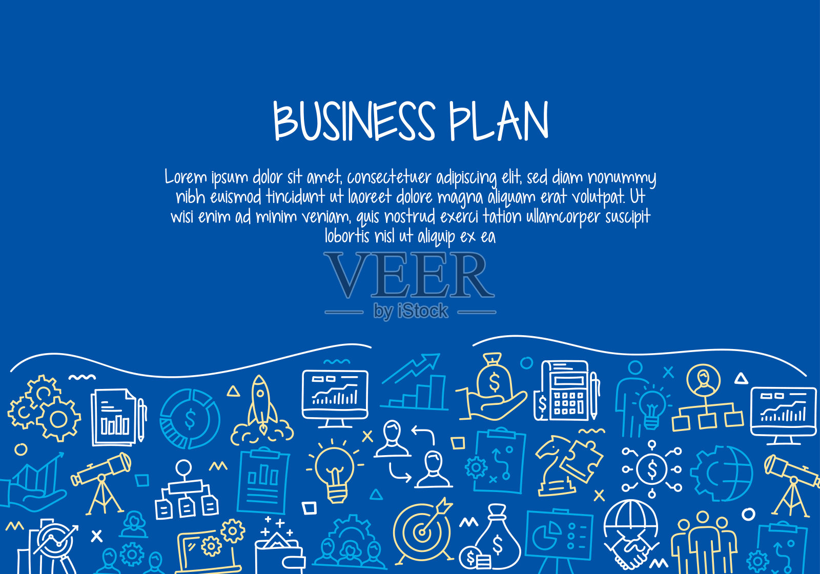 商业计划相关手绘横幅设计矢量插图插画图片素材