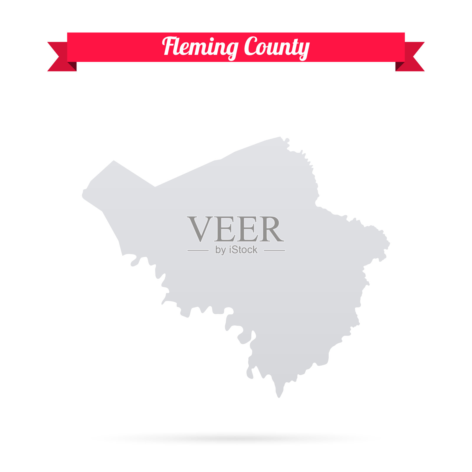 肯塔基州弗莱明县。白底红旗地图插画图片素材