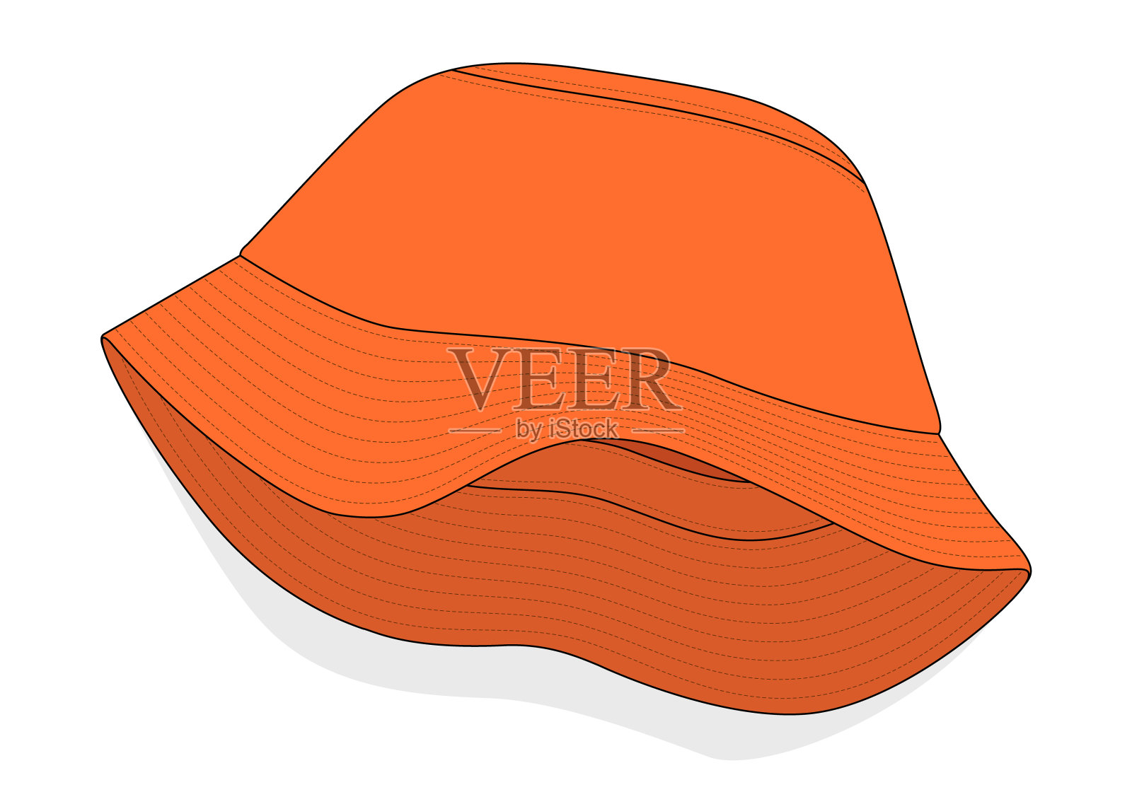 空白的橙色桶帽模板上的白色背景插画图片素材