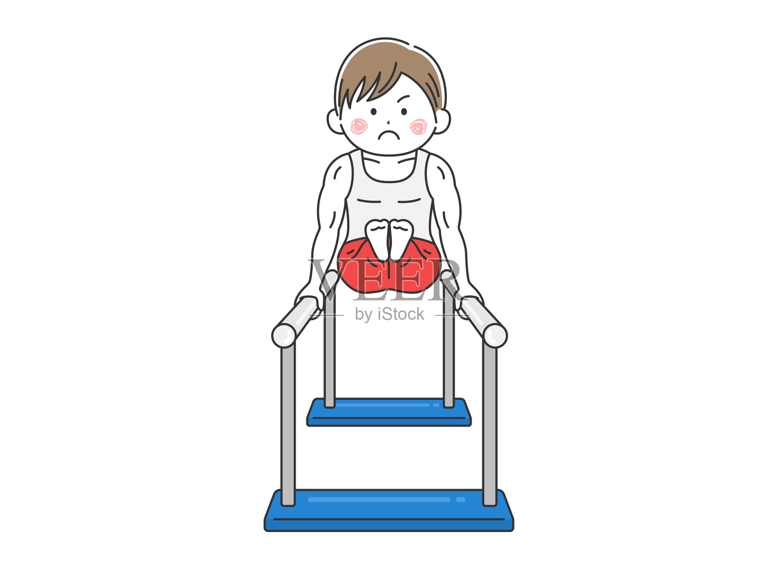 一名男子体操运动员在双杠上表演的插图。插画图片素材