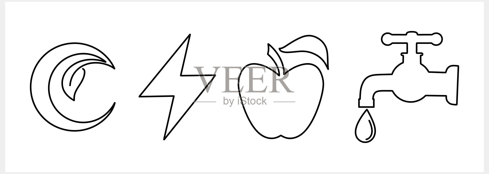 生态集剪贴画隔离素描图标矢量股票插图。每股收益10插画图片素材