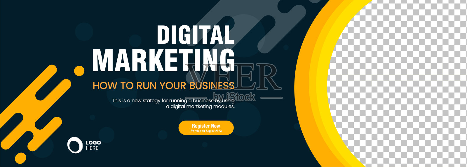 蓝色,黄色和白色几何抽象横幅。现代矢量,插图背景插画图片素材