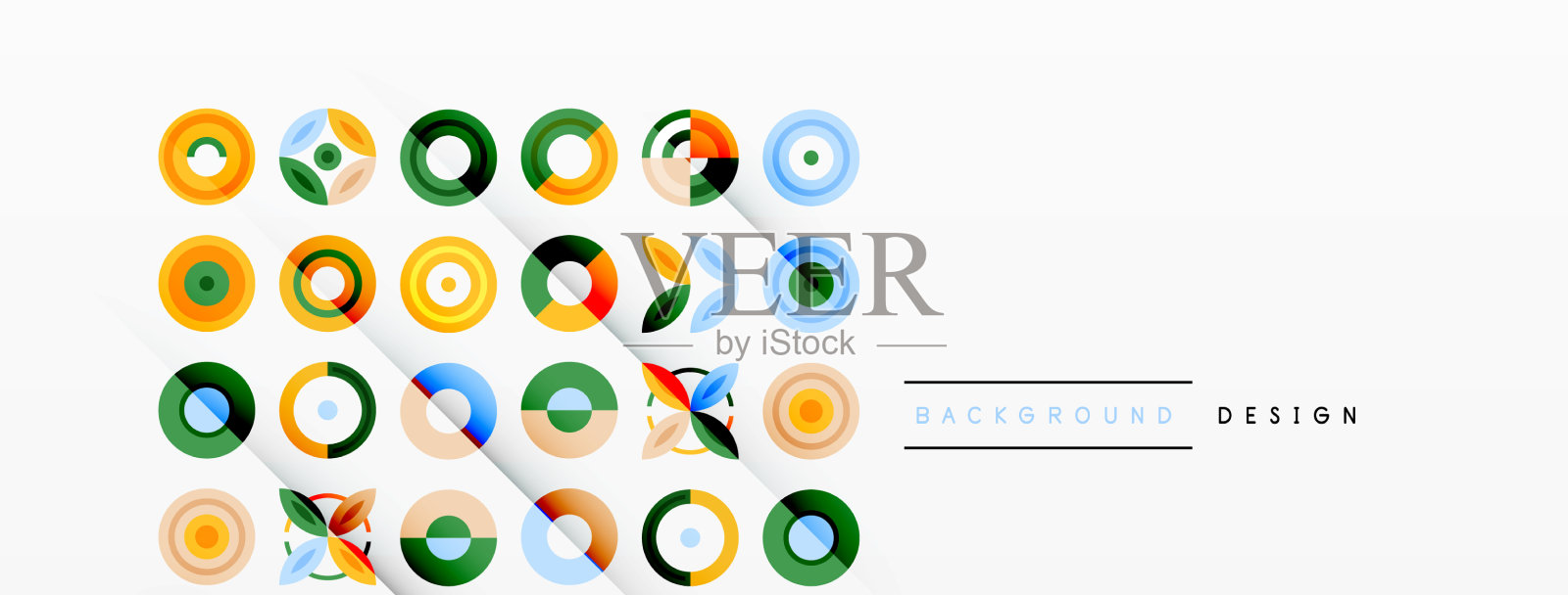 五颜六色的圆圈在一个网格组成抽象插画图片素材