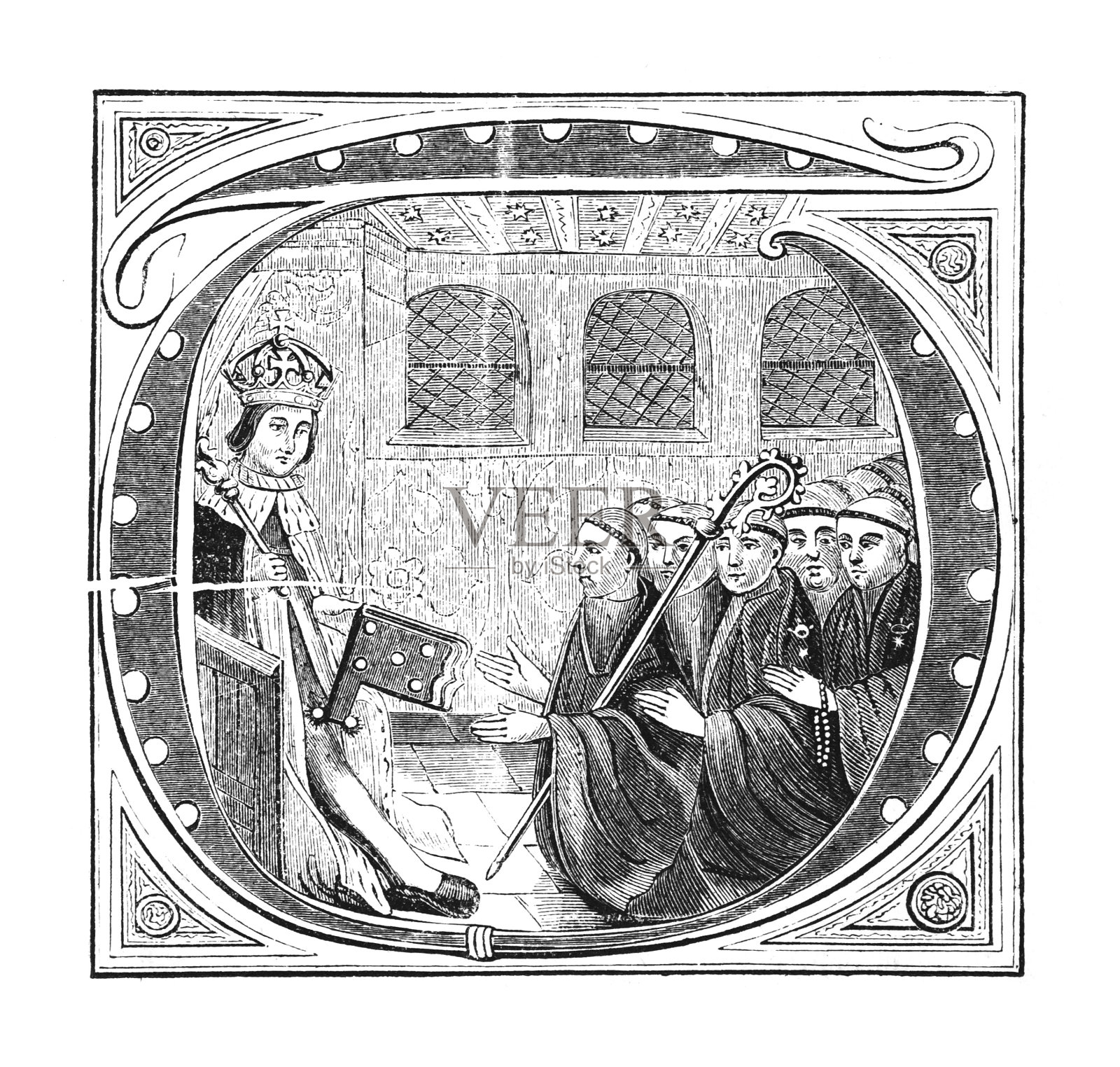 亨利七世-英格兰国王(1485-1509)-复古雕刻插图孤立在白色背景上插画图片素材