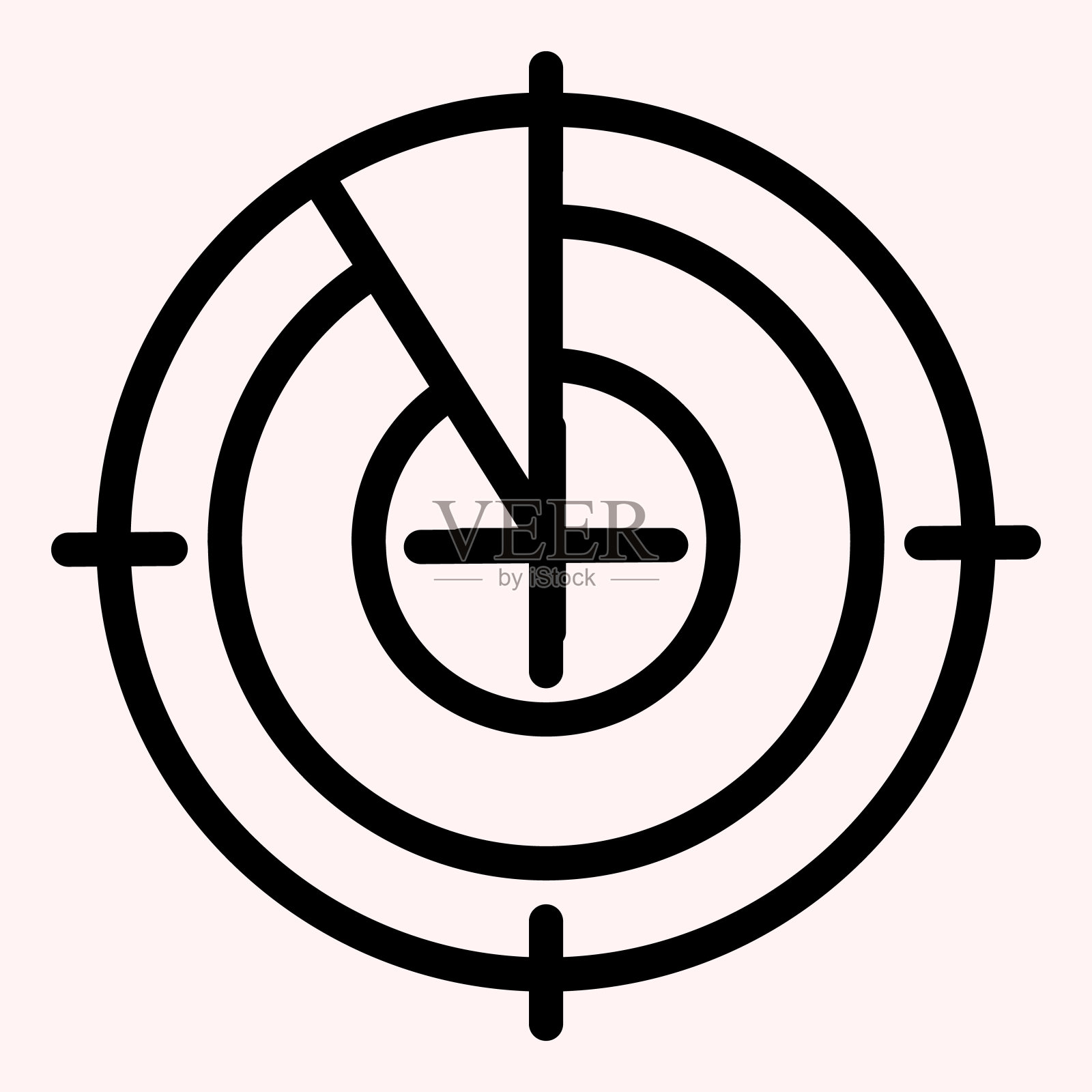 雷达监视器线图标。搜索和探测目的声纳。天文矢量设计概念,轮廓风格的象形文字在白色的使用和应用程序。插画图片素材