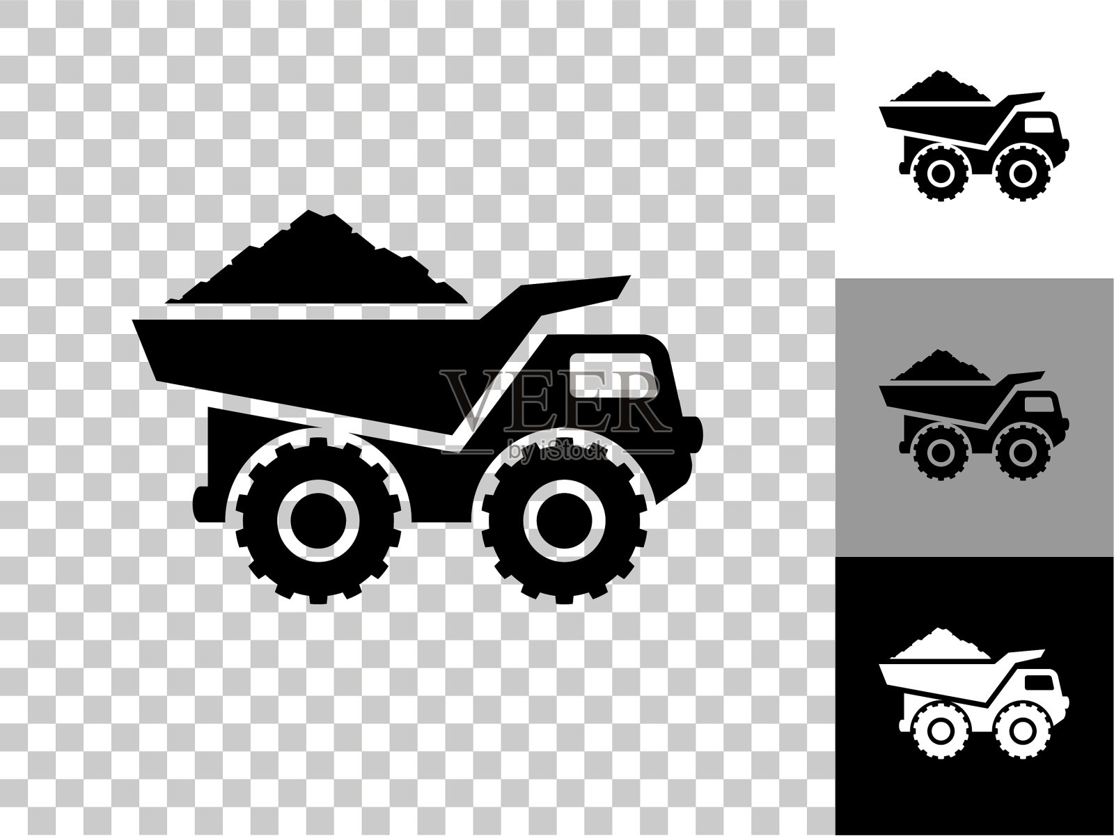 建筑卡车图标在棋盘上透明的背景插画图片素材