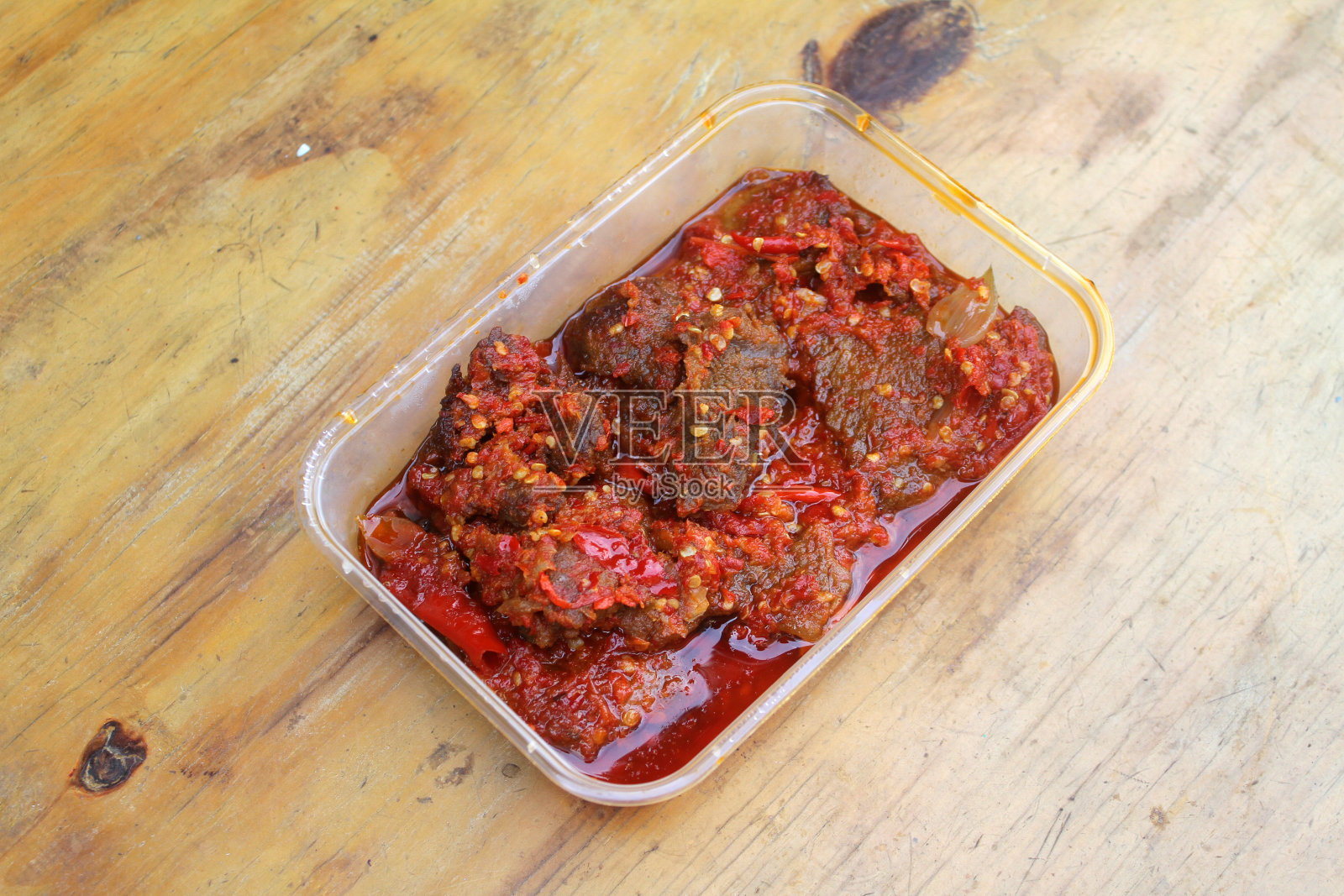 Dendeng Balado或Dendeng Batokok照片摄影图片