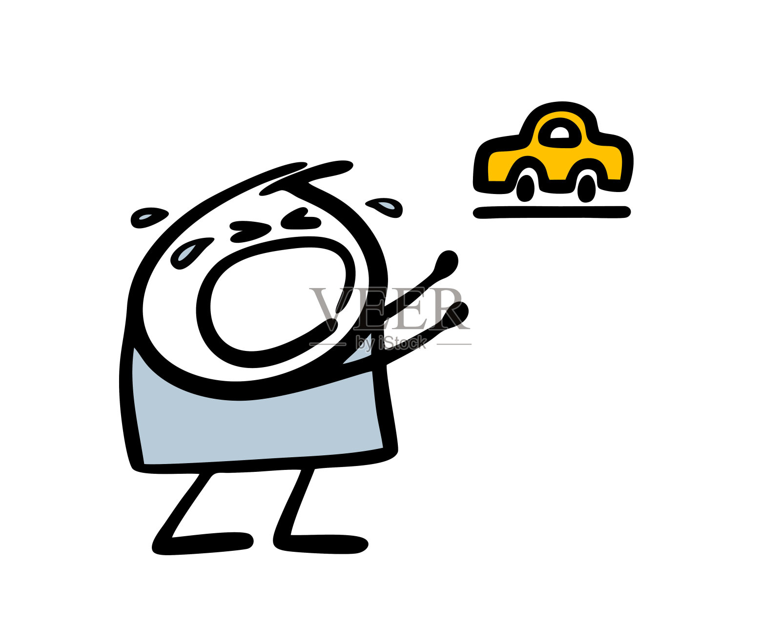 小男孩在商店里哭喊着,要求买一个新玩具。矢量插图的卡通棍棒,一个顽皮的孩子和一个玩具。插画图片素材