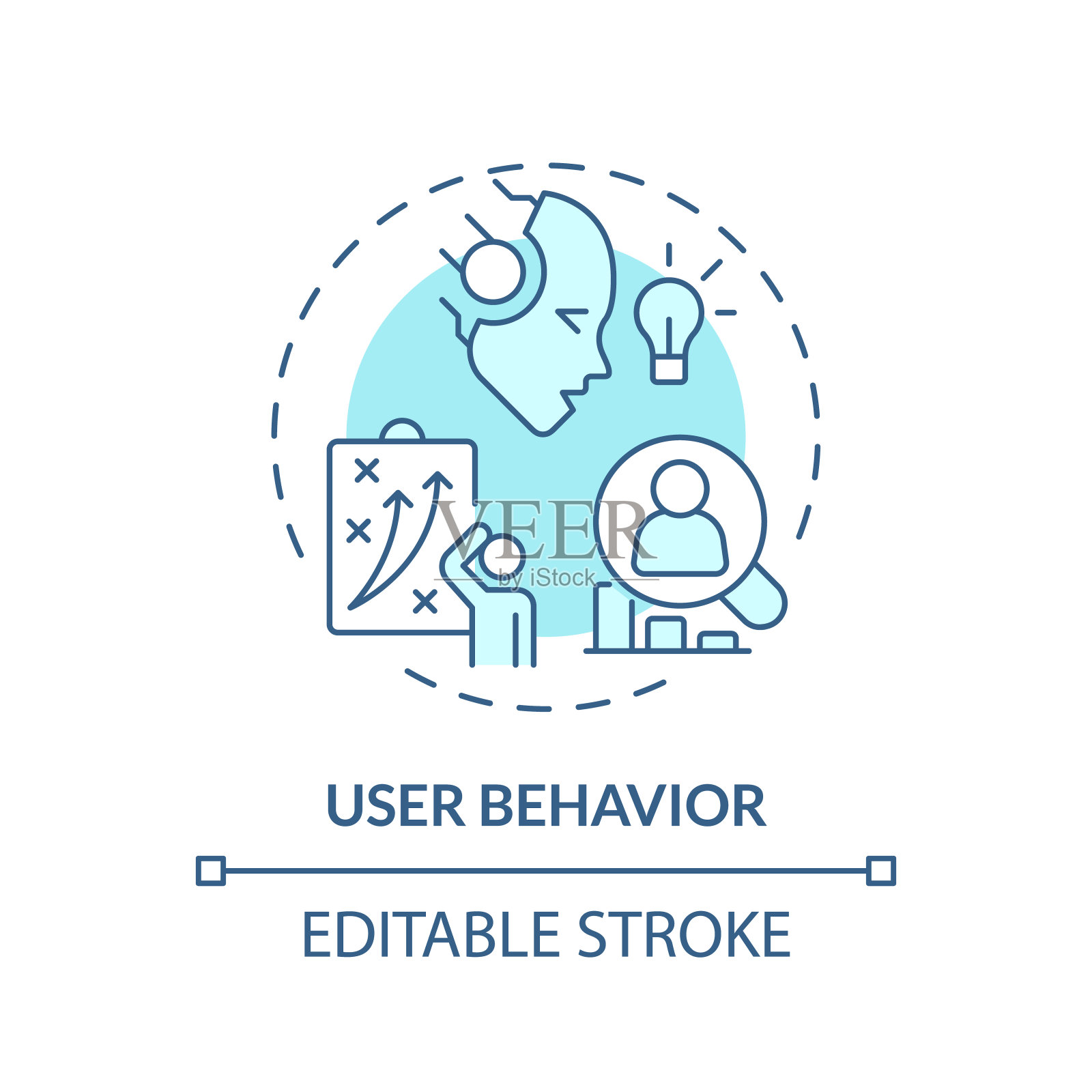 2D可定制的用户行为线图标概念插画图片素材