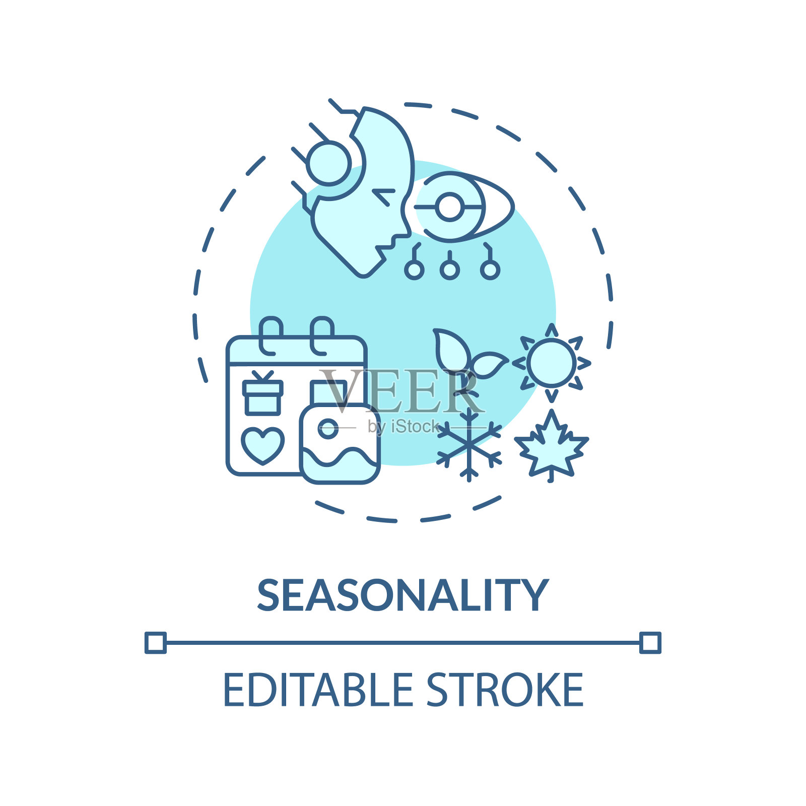 2D可定制的季节性线图标概念图标素材