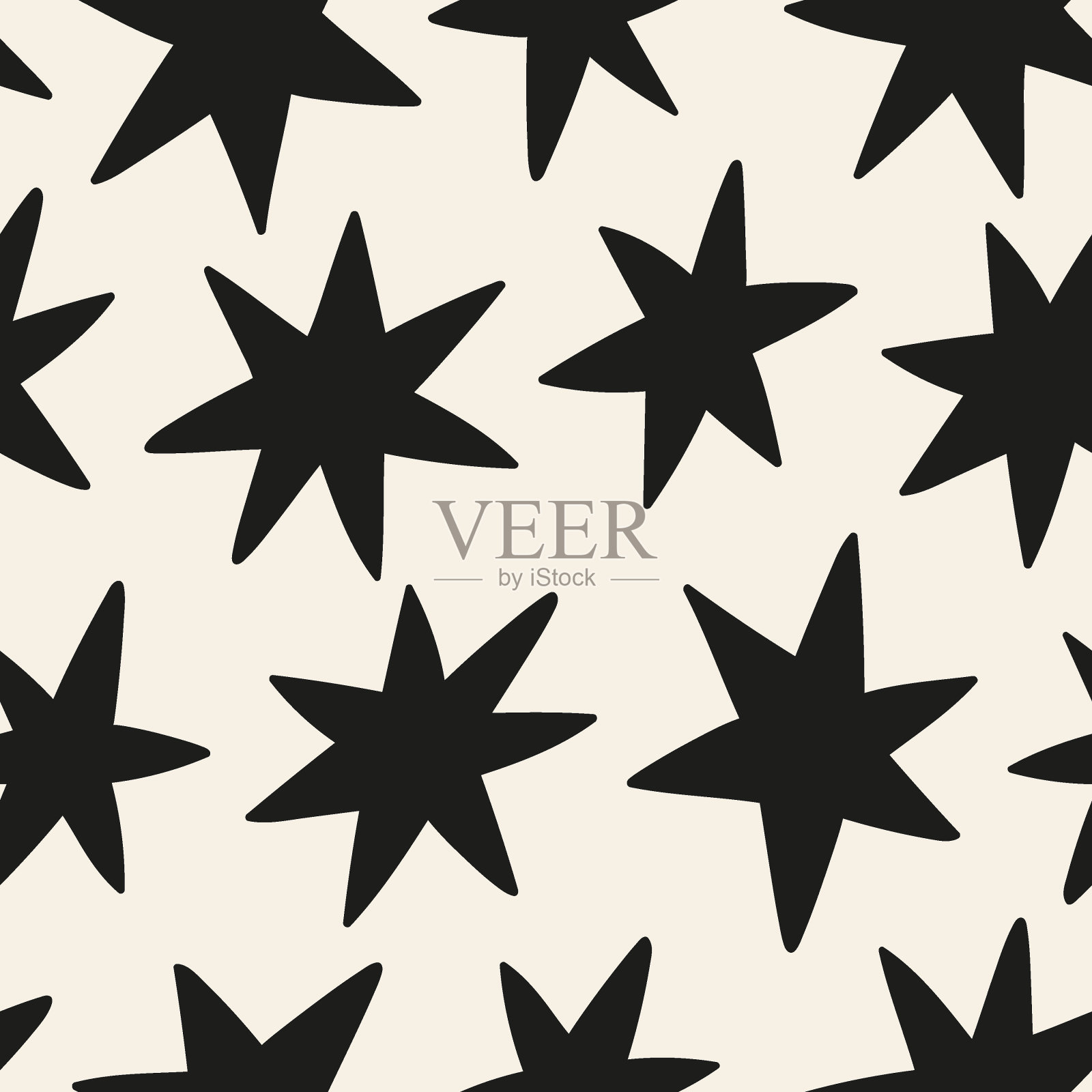 恒星背景。星星无缝图案。星星数码纸。黑白电影插画图片素材