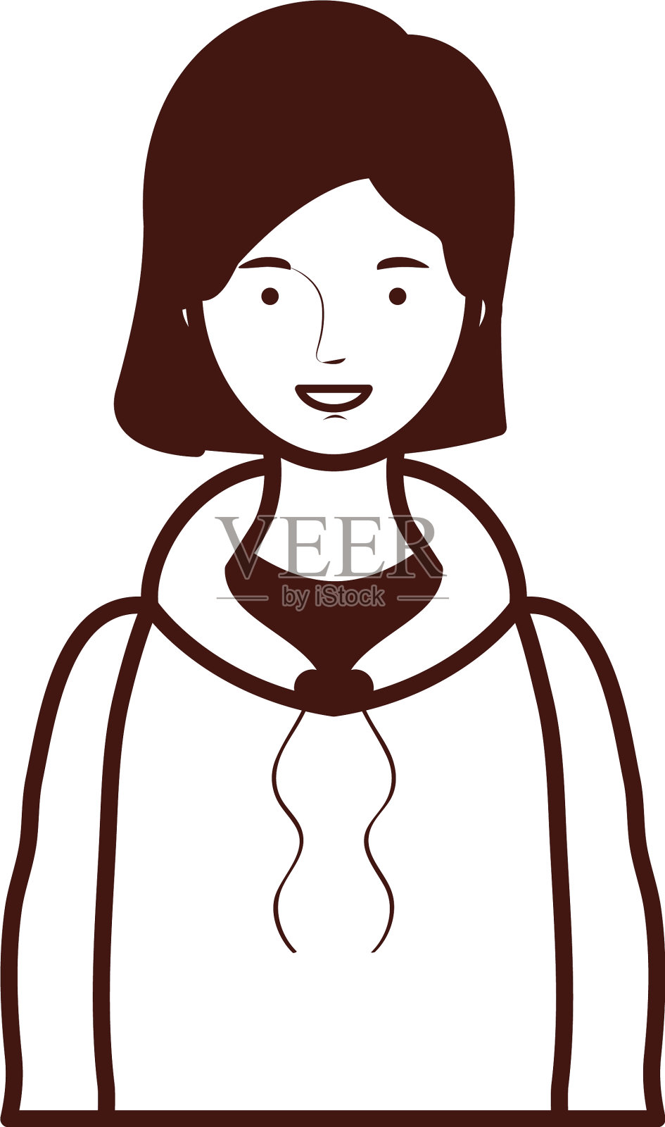 白色背景上年轻女子的剪影插画图片素材