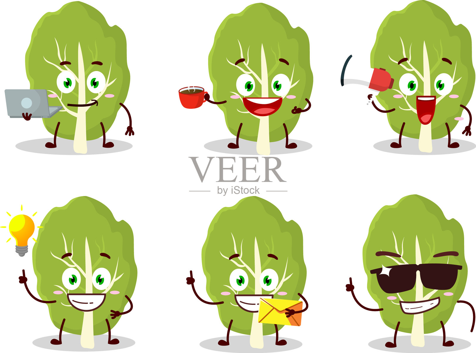 羽衣甘蓝绿色卡通人物各种各样插画图片素材