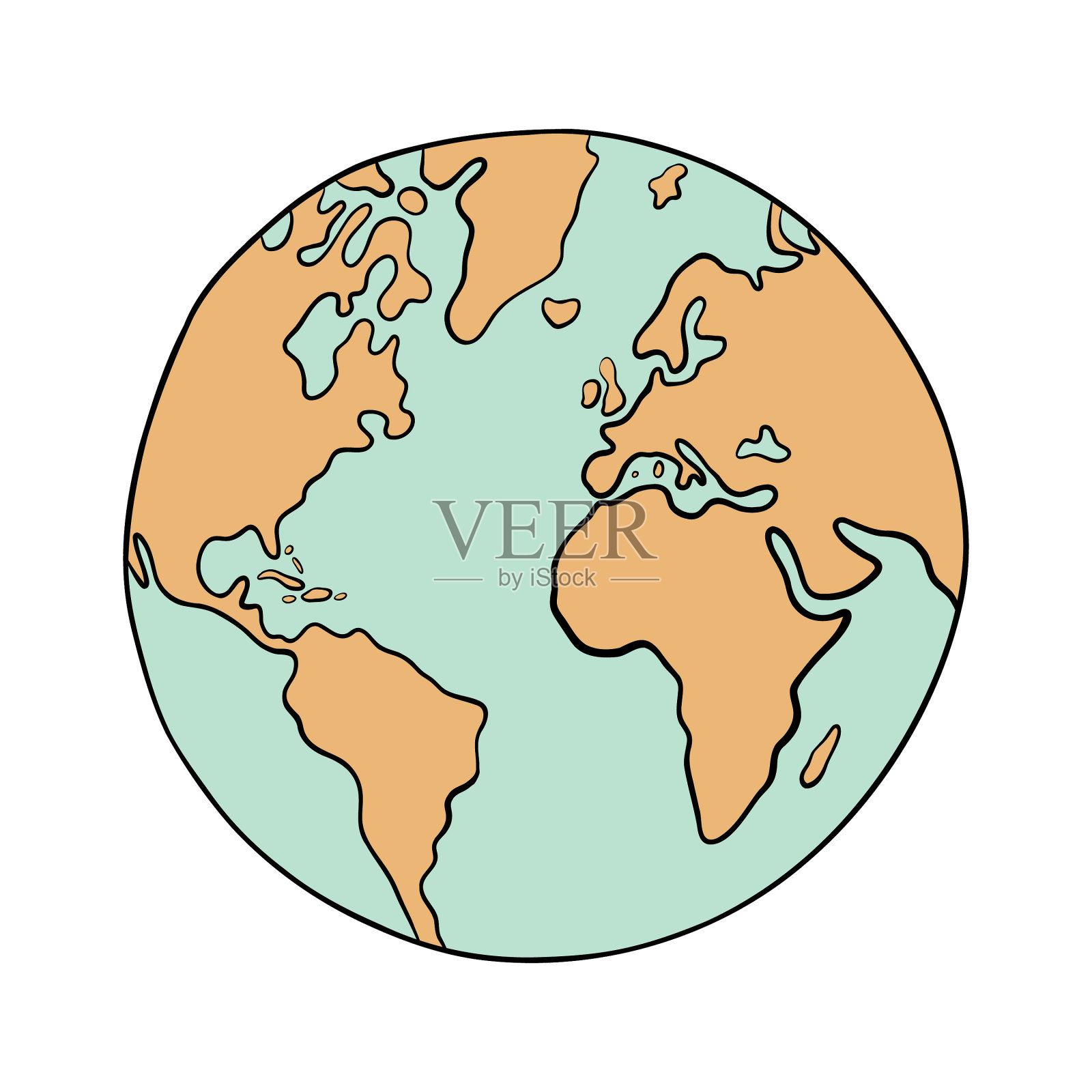 行星地球卡通插画图片素材