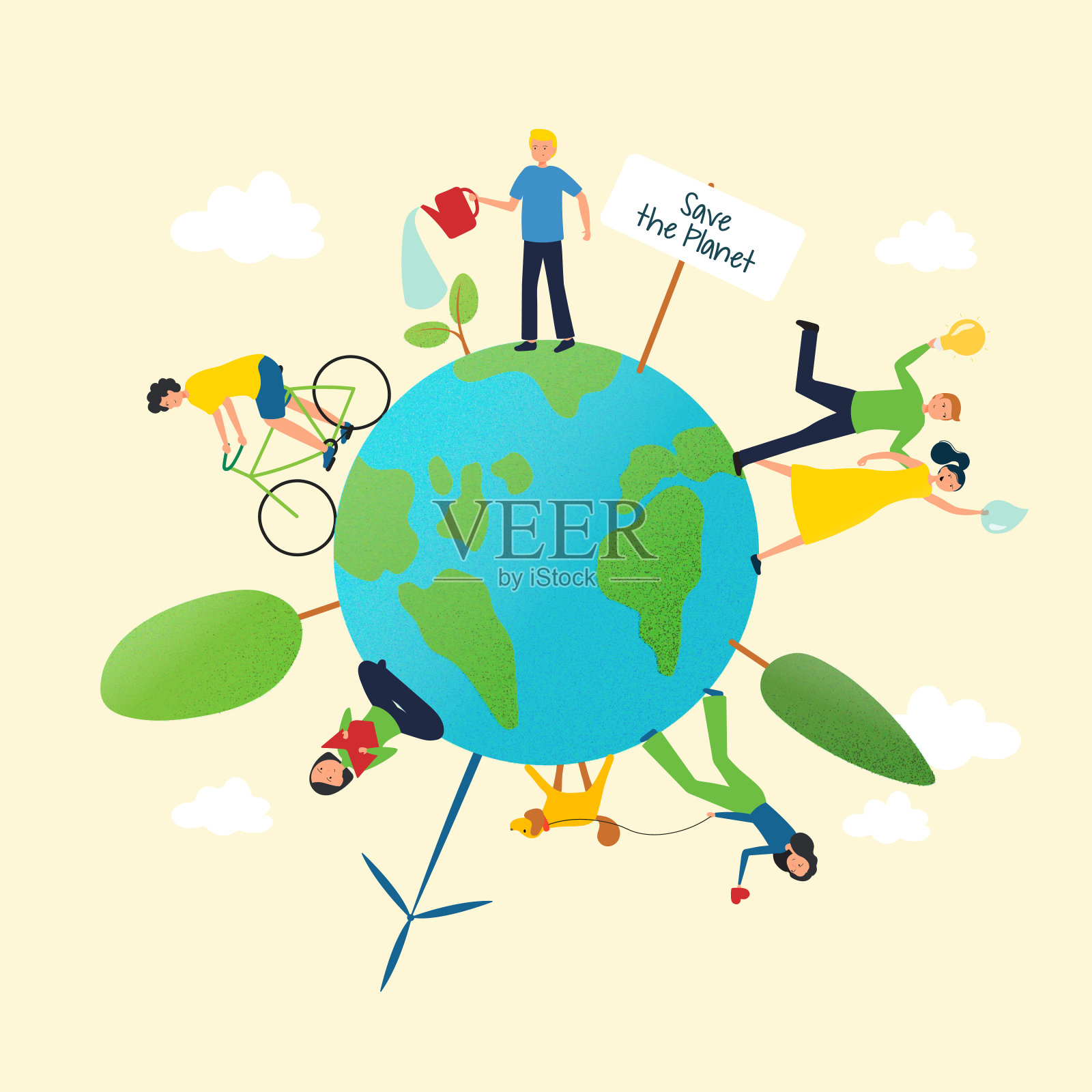 绿色能源,生态概念平面设计矢量插图。插画图片素材