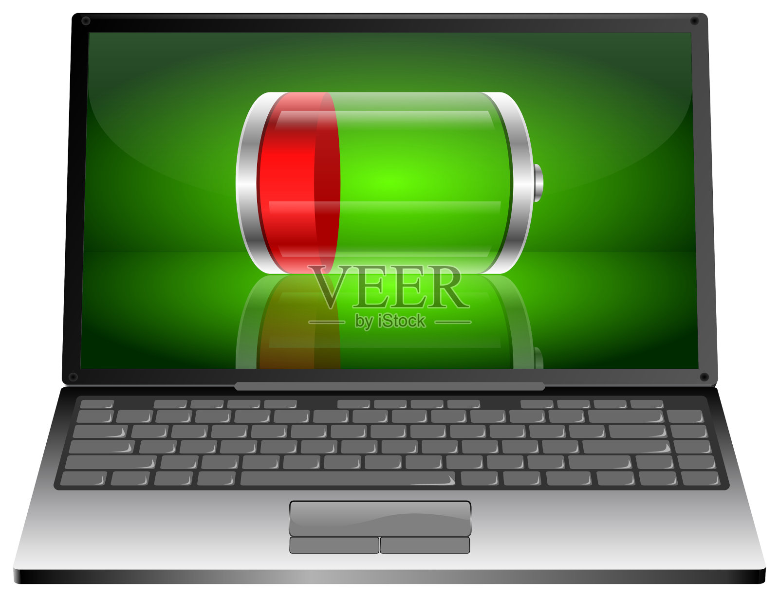 笔记本电脑与电池- 3D插图照片摄影图片