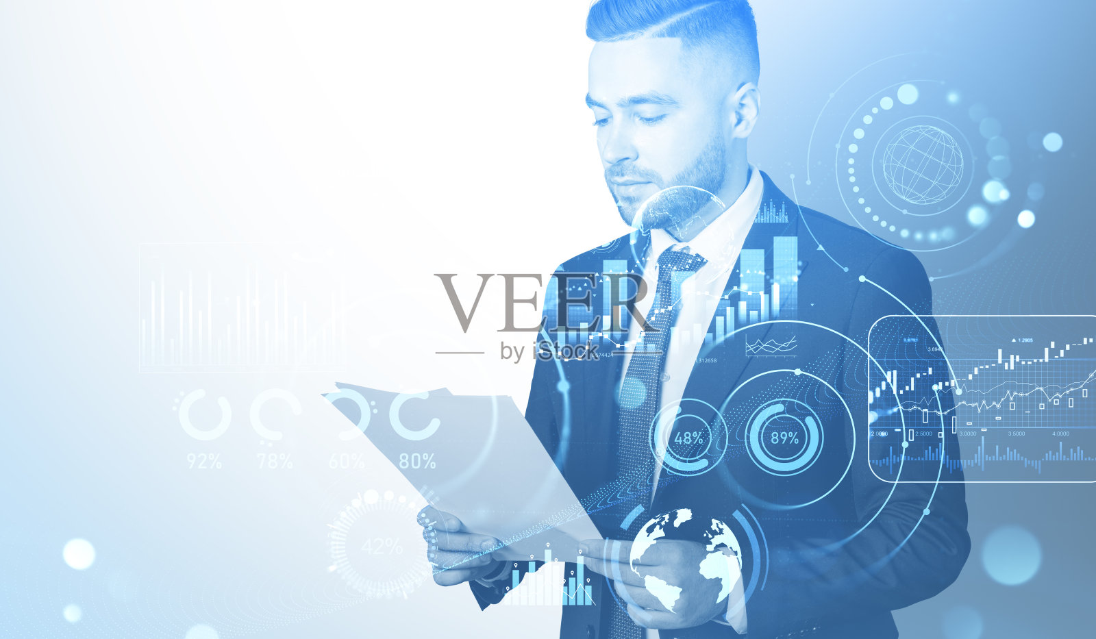 商人与文件,财务图表照片摄影图片