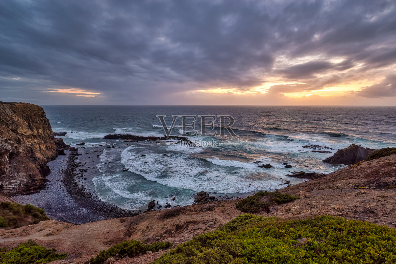 阿尔加维大西洋上壮观的日落照片摄影图片