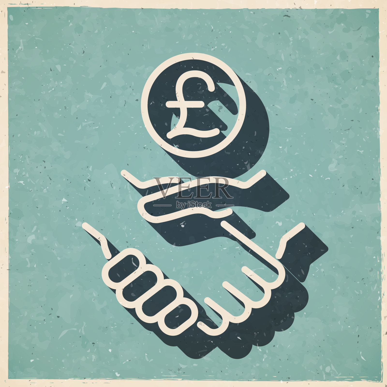 英镑的协议。图标复古复古风格-旧纹理纸插画图片素材