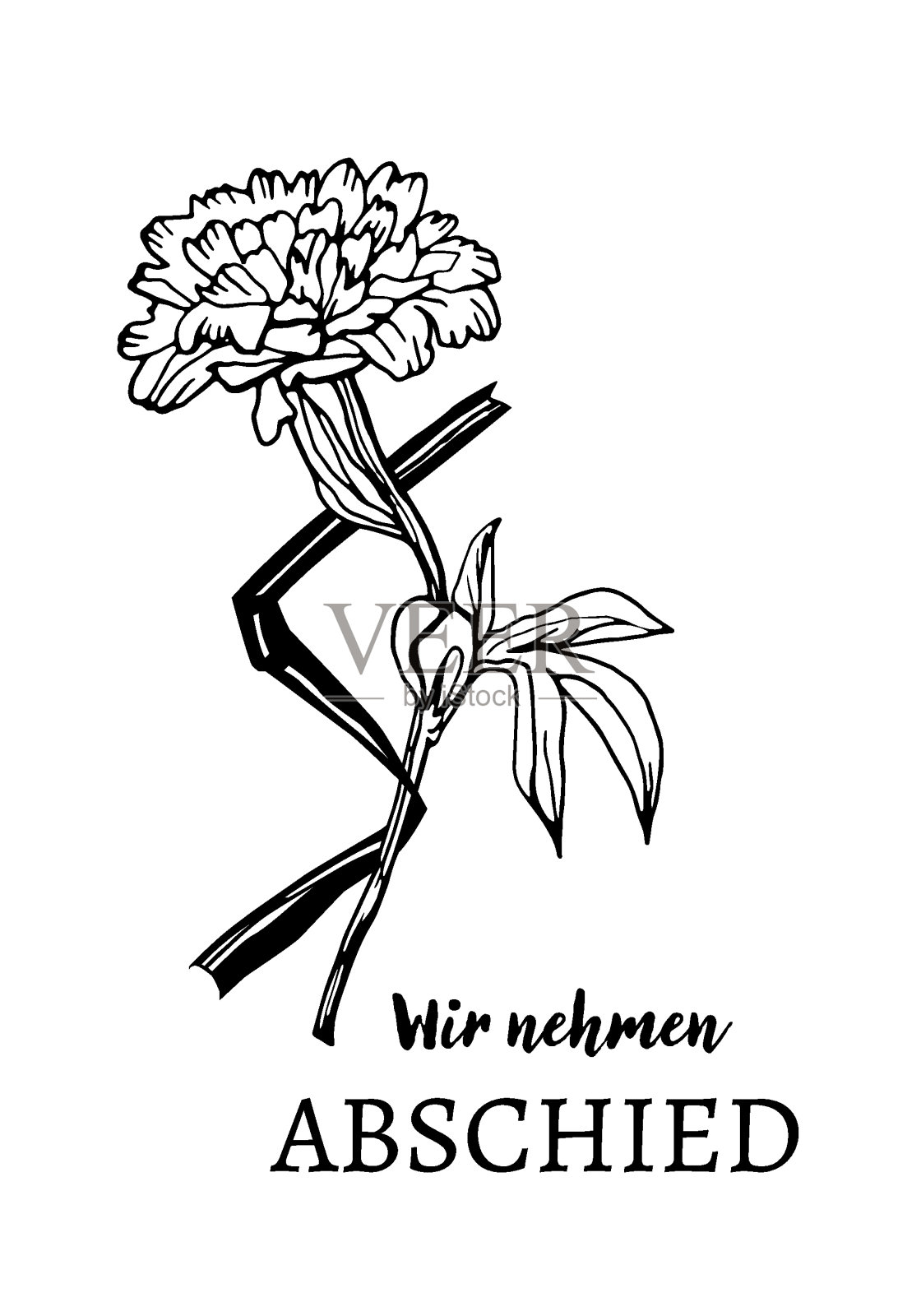 讣告明信片上有德文文字。插画图片素材