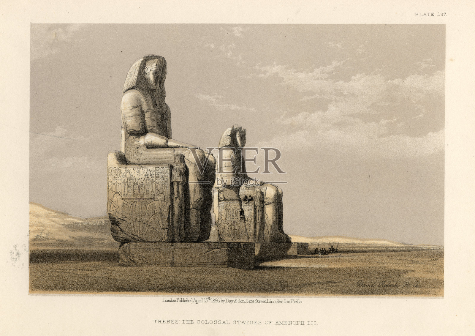 底比斯的门农巨像,古埃及插画图片素材