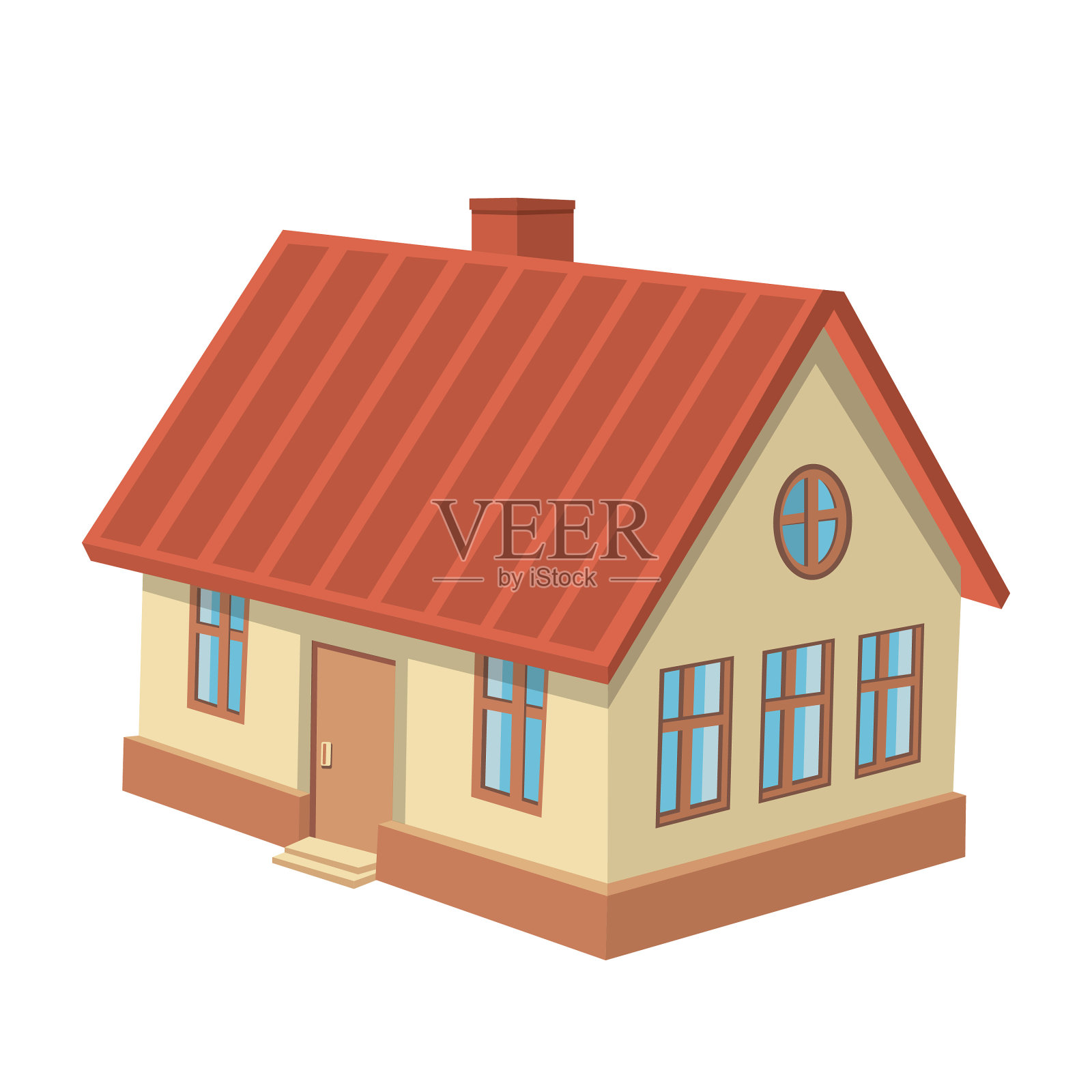 农舍模型,孤立在白色背景上插画图片素材