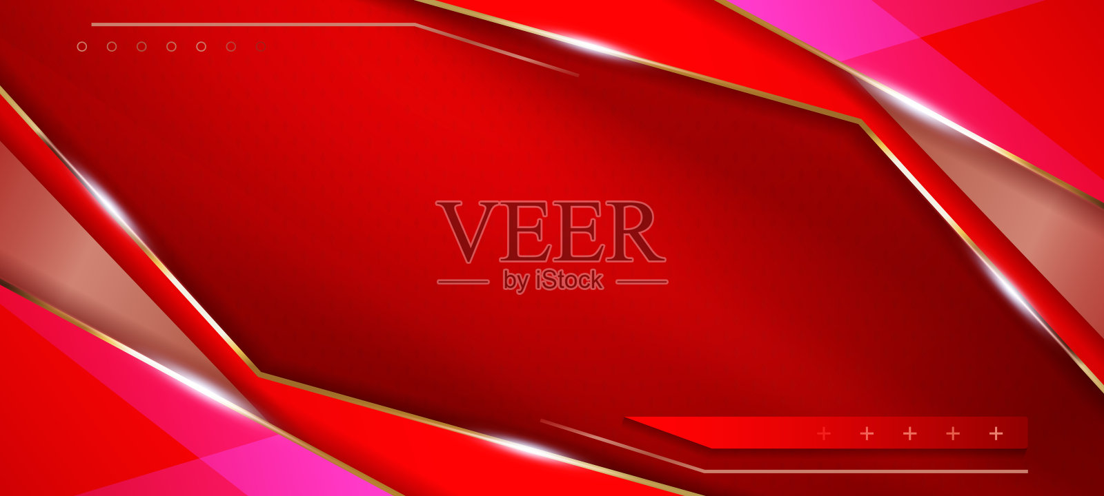 抽象发光的金色和红色技术几何背景。现代未来主义背景插画图片素材