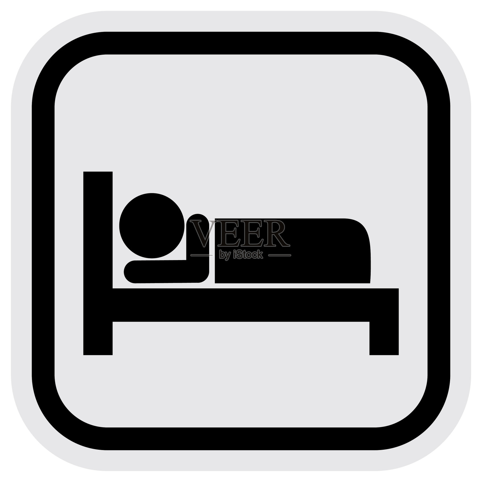 旅馆床灰色框架图标素材