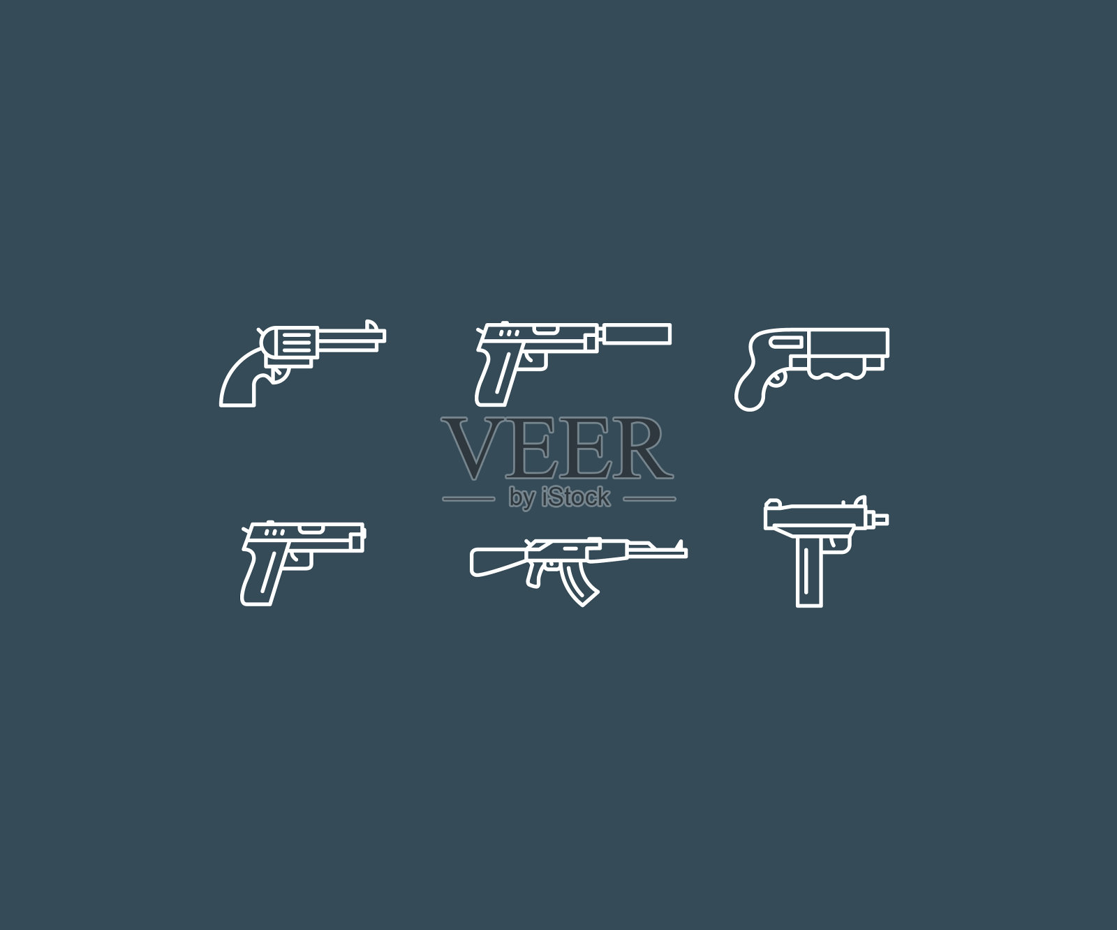 武器枪线图标可编辑的笔触插画图片素材