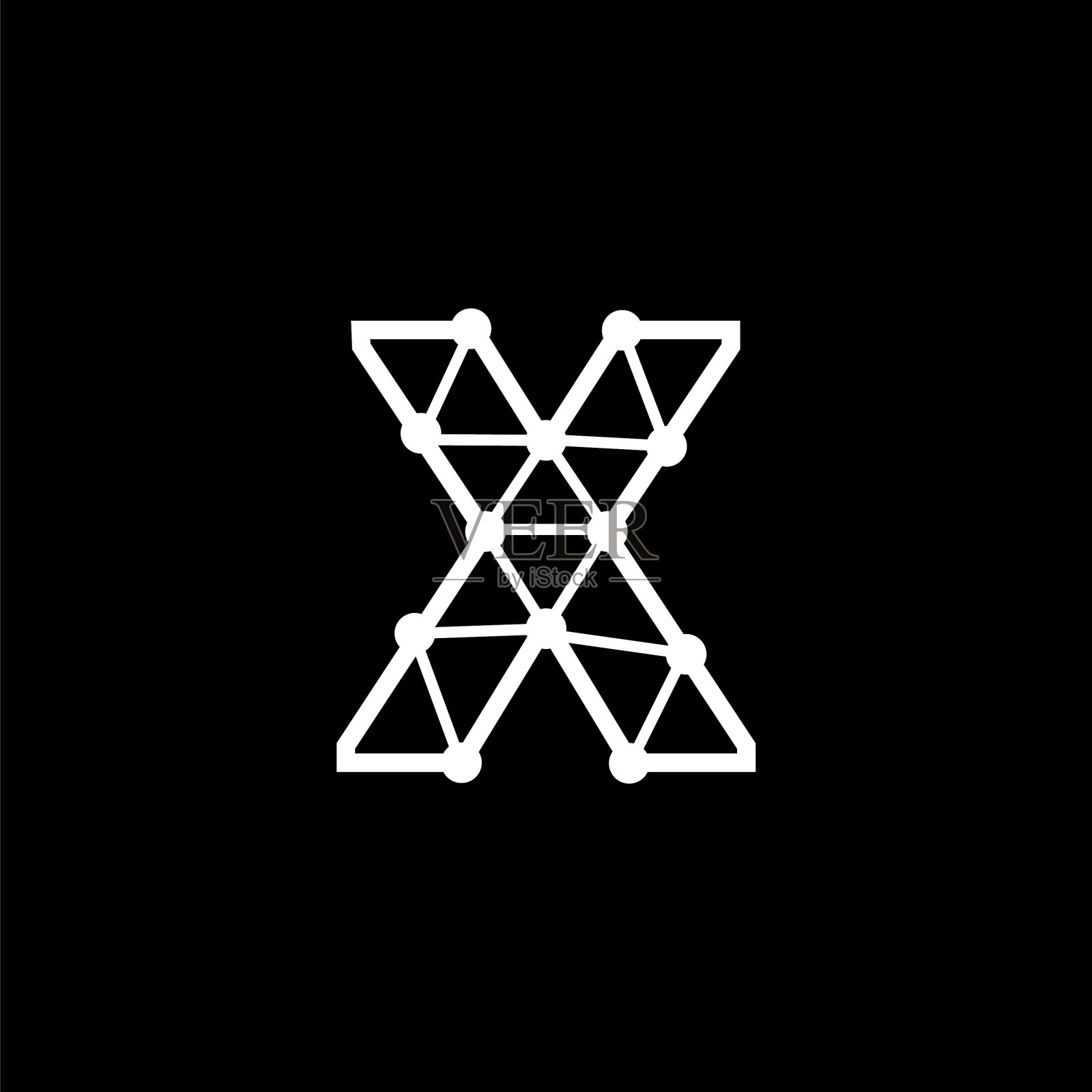 标志字母点线连接x图标素材