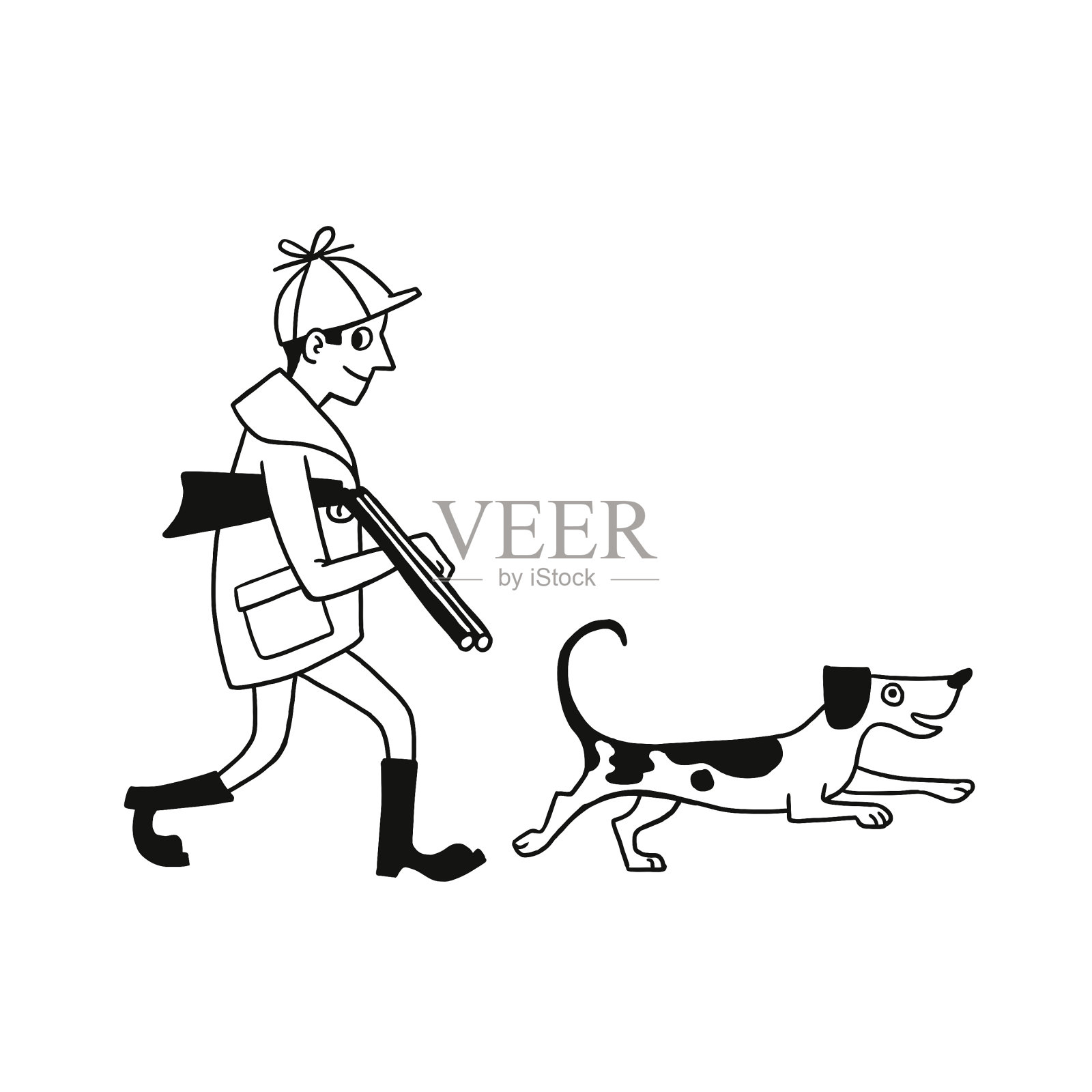 猎人和猎犬插画图片素材