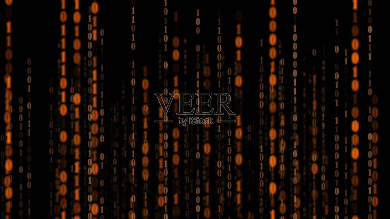 4k橙色矩阵背景。技术流二进制码。数码插图。编程、编码、黑客和加密。三维渲染照片摄影图片