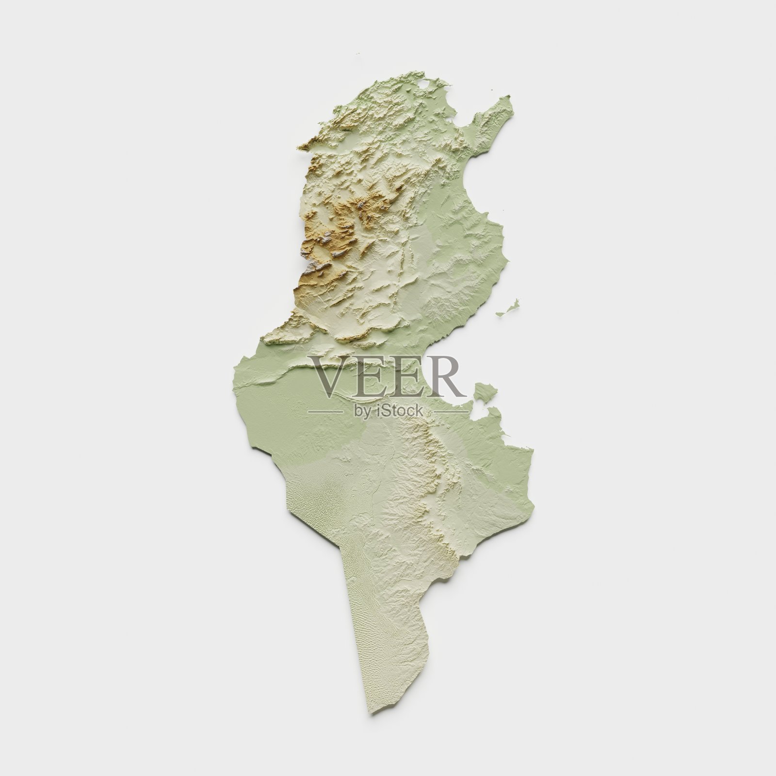 突尼斯地形图- 3D渲染照片摄影图片