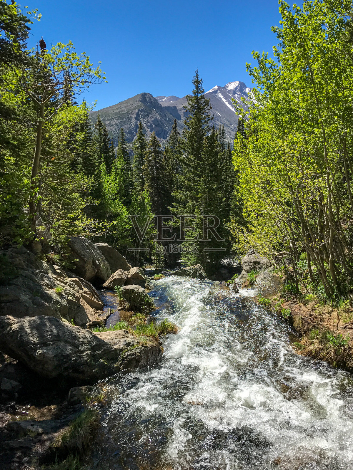 落基山国家公园里流动的小溪照片摄影图片