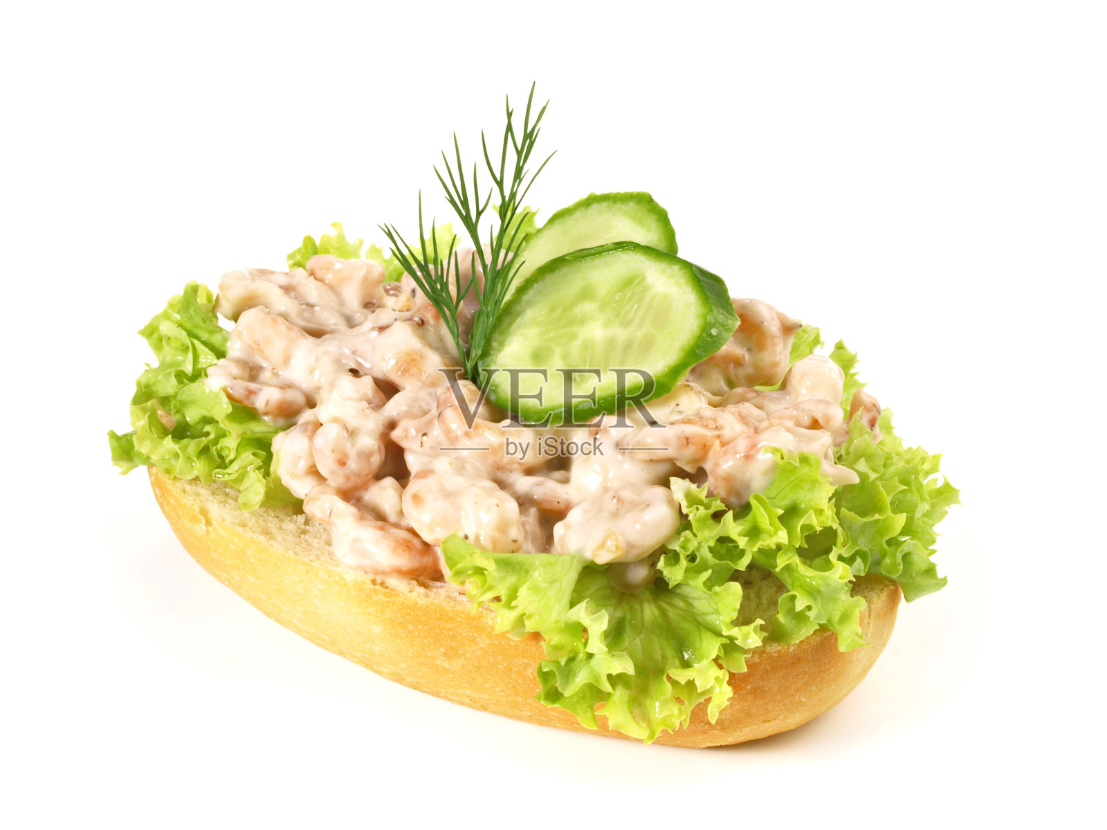 北海-面包与大西洋虾-孤立照片摄影图片