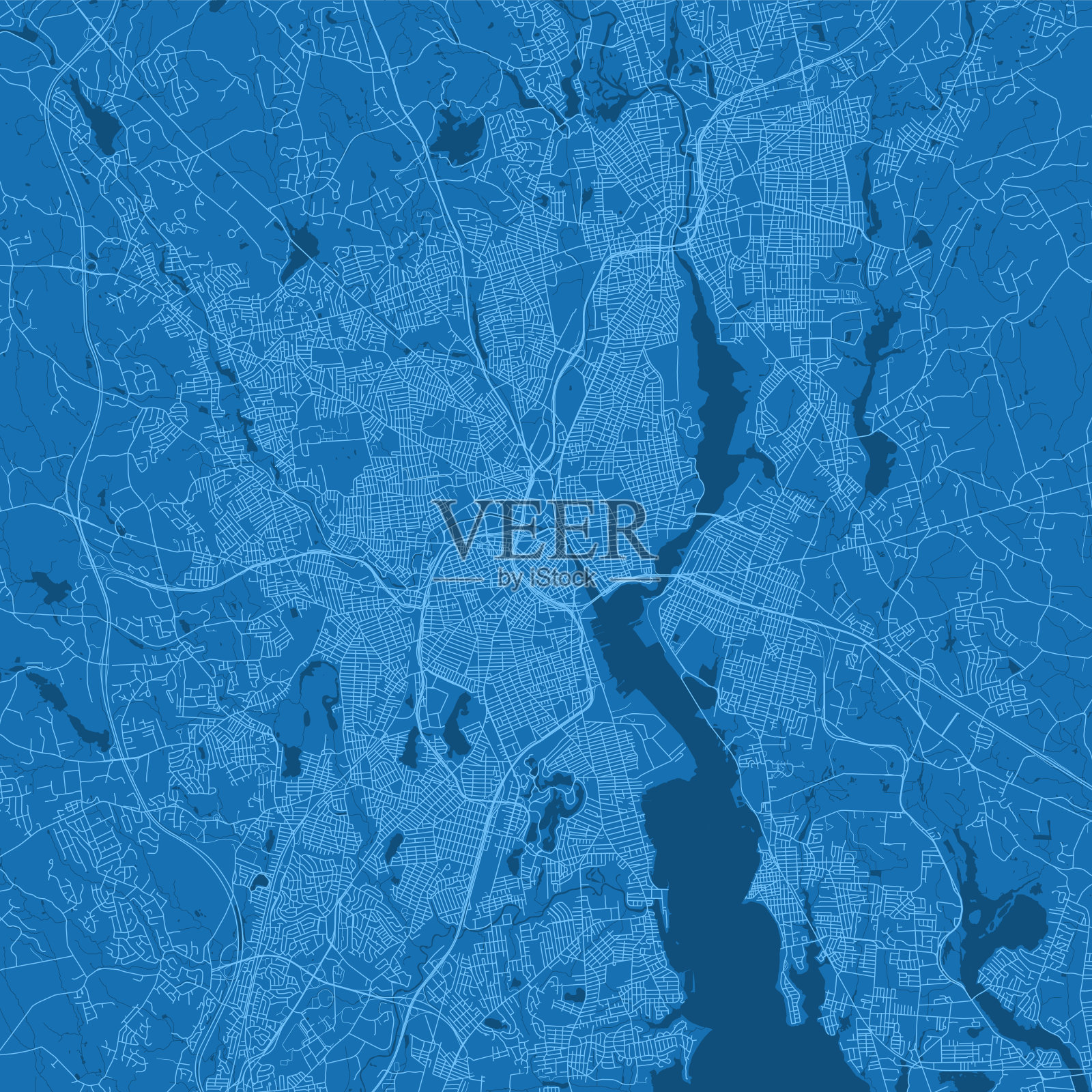 普罗维登斯RI城市矢量路线图蓝色插画图片素材