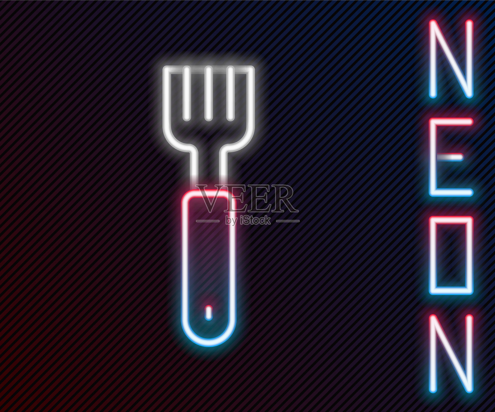 发光的霓虹线叉图标孤立的黑色插画图片素材