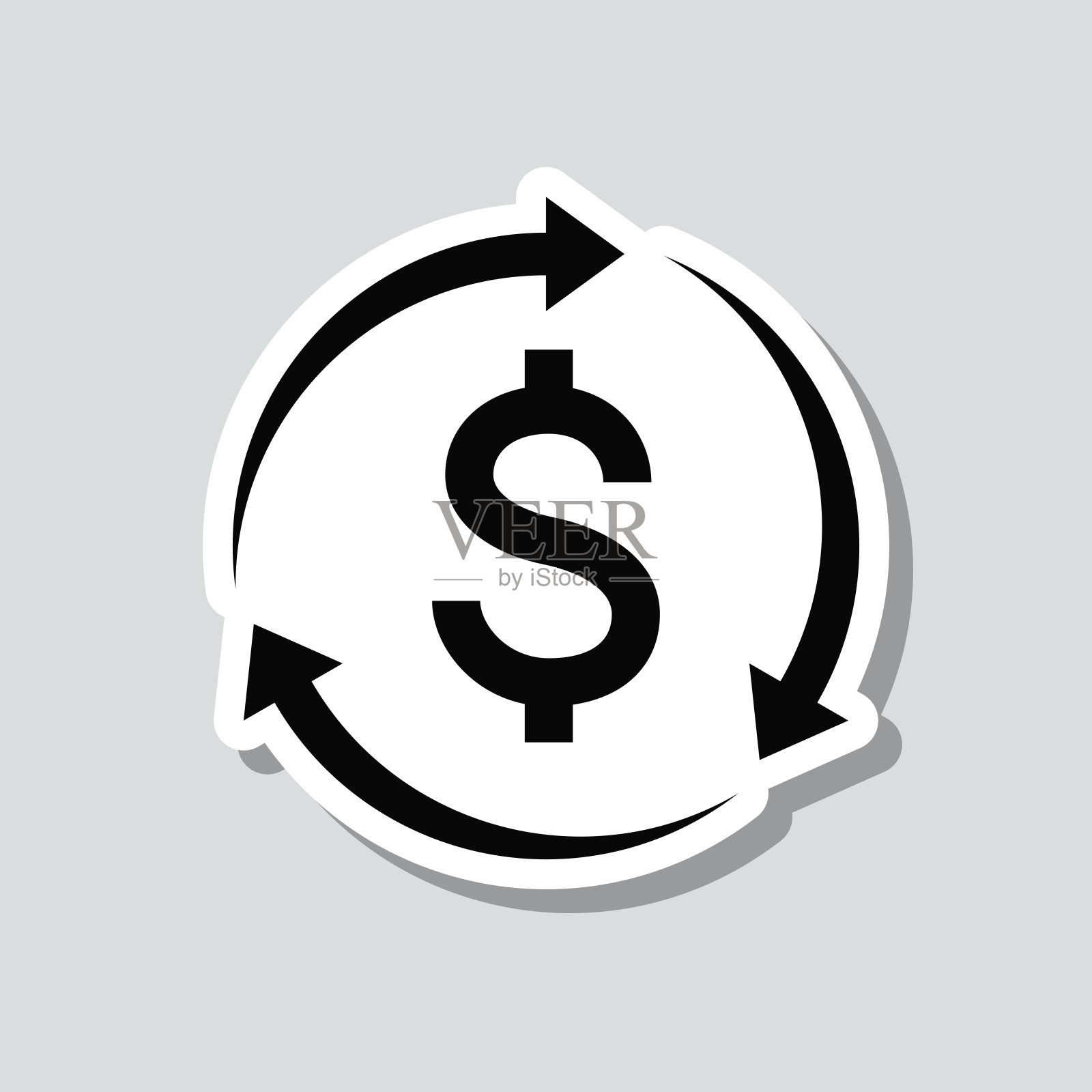 美元重新加载。图标贴纸在灰色背景插画图片素材