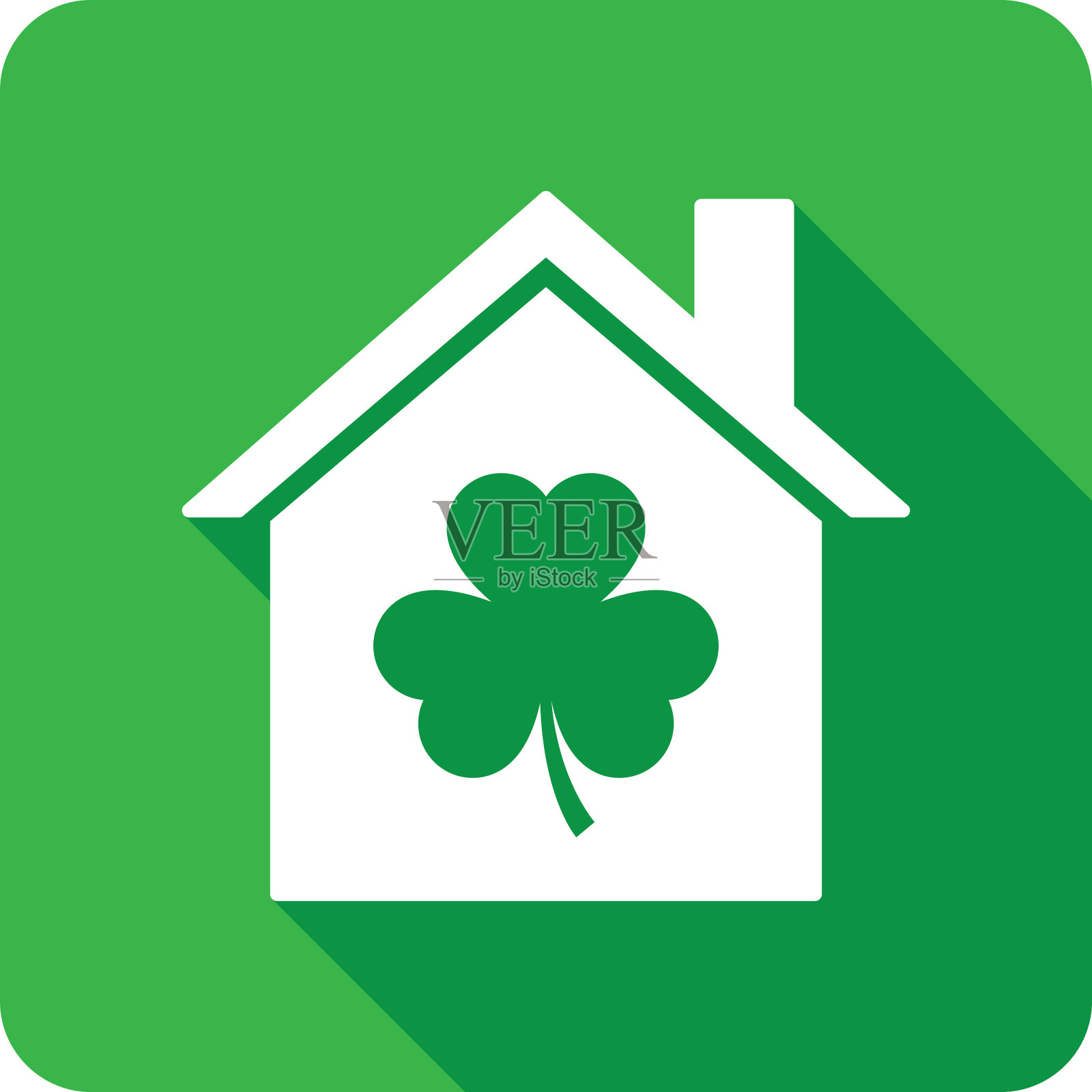 房子三叶草图标剪影插画图片素材