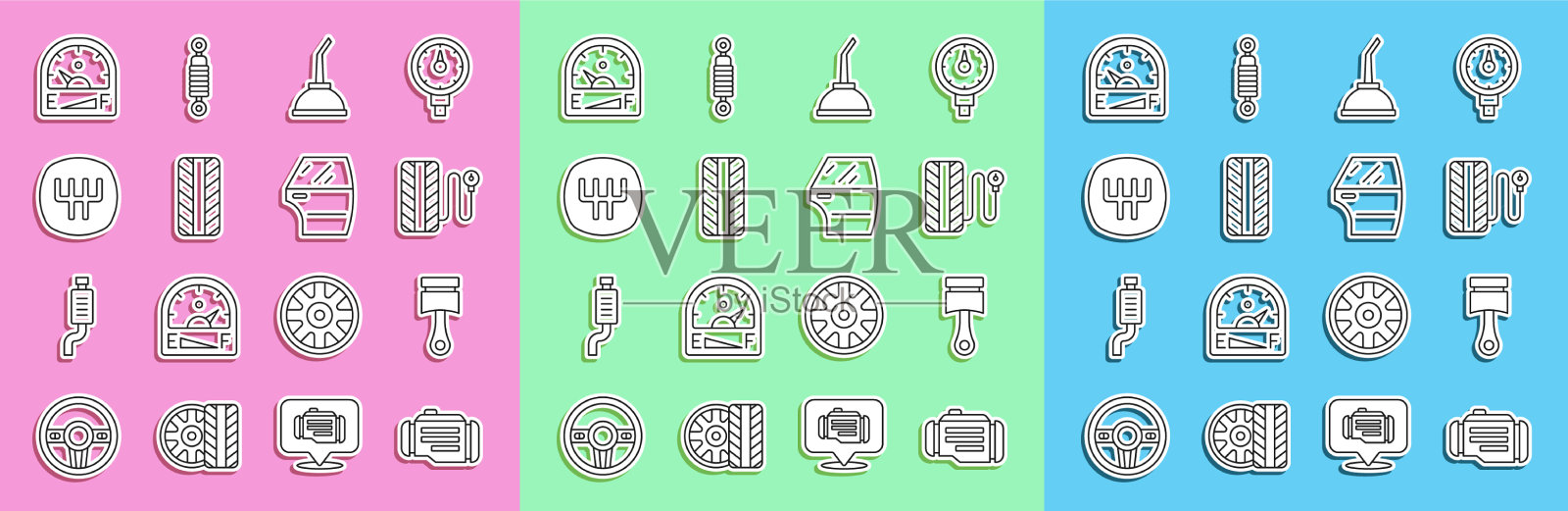 设置线路检查发动机活塞轮胎图标素材